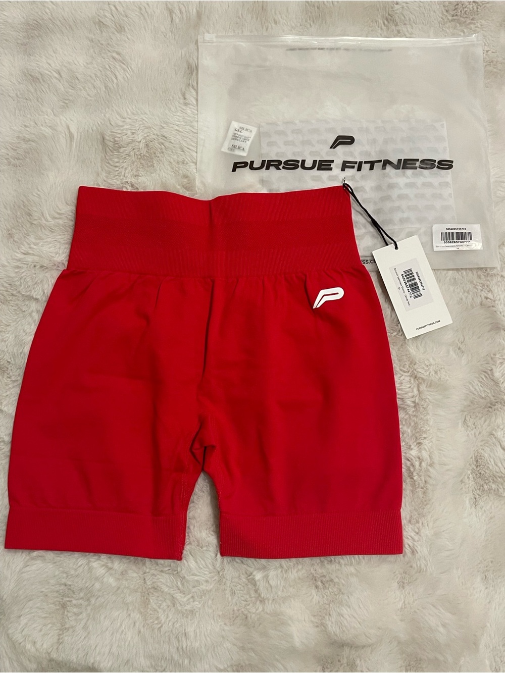 High-Waist Red Shorts 5” inseam